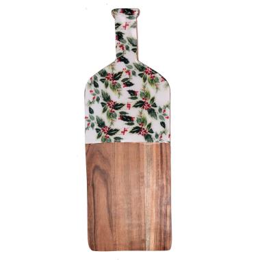 Tagliere Natalizio Legno Rettangolare Natale cm.43x15 |Vacchetti