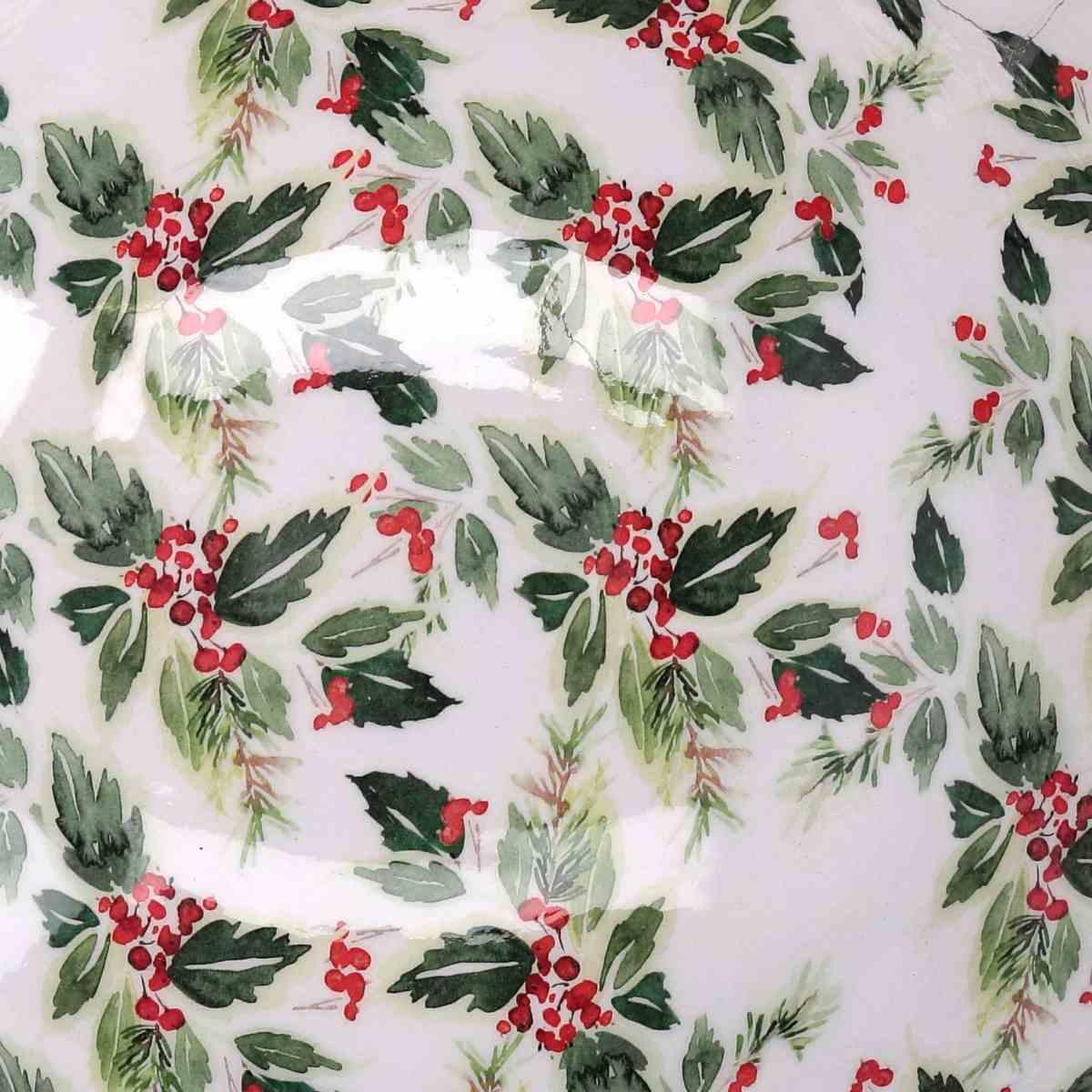 Ciotola Natale Legno Smaltata con Decori cm.Ø25x10 |Vacchetti