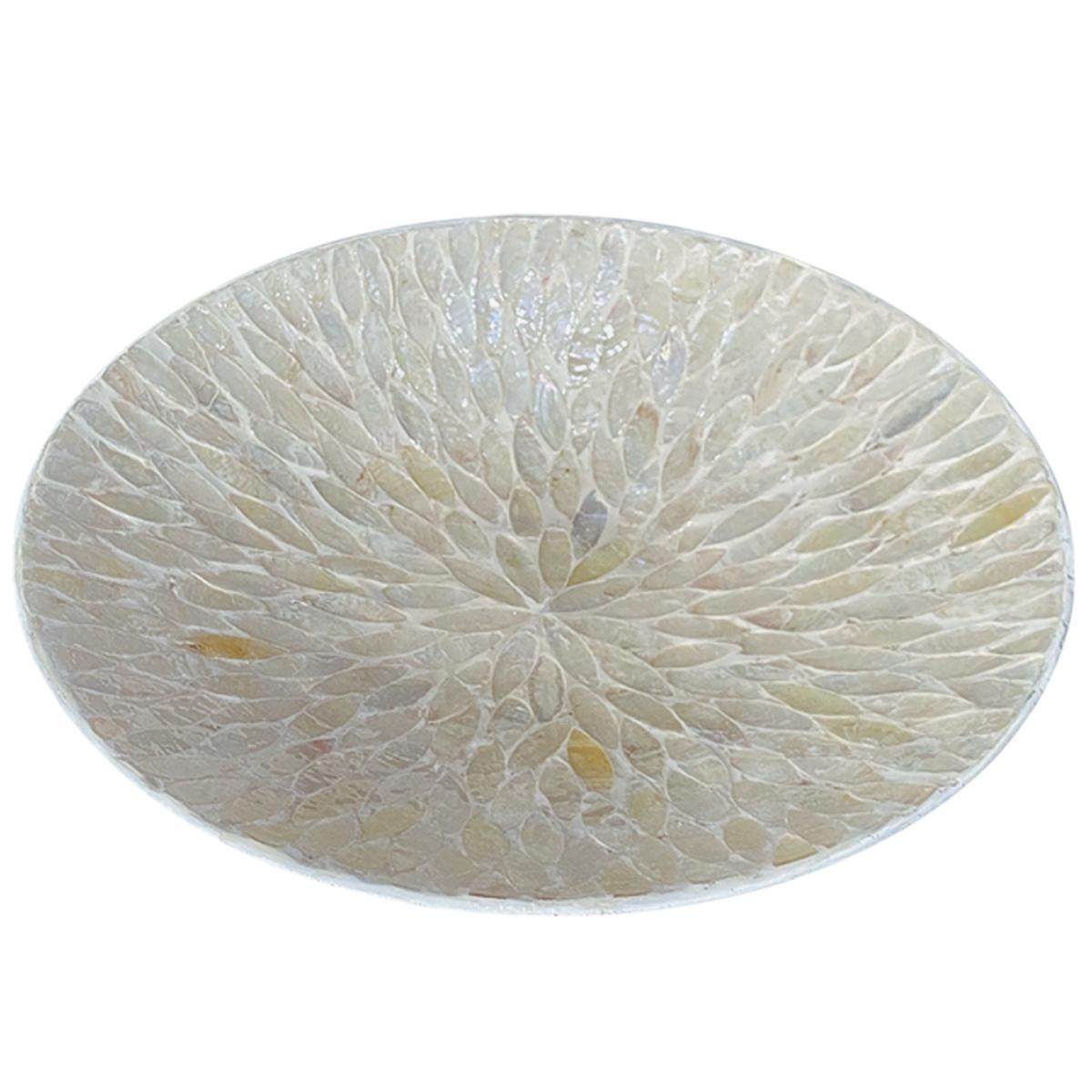Centrotavola Ceramica Madreperla Petali Bianco cm.Ø36 | Ambienti Glamour