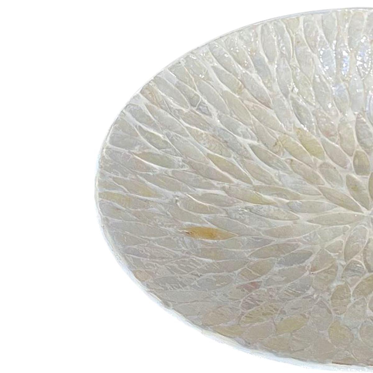 Centrotavola Ceramica Madreperla Petali Bianco cm.Ø36 | Ambienti Glamour