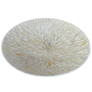 Centrotavola Ceramica Madreperla Petali Bianco cm.Ø36 | Ambienti Glamour