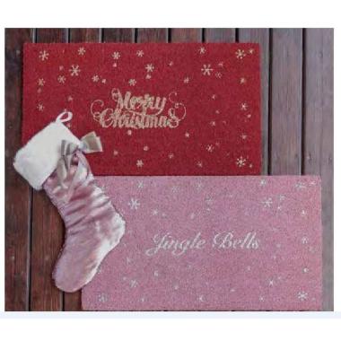 Zerbino cm.40x70 Cocco Natale Sagomato Rosa con Glitter | M2 Store