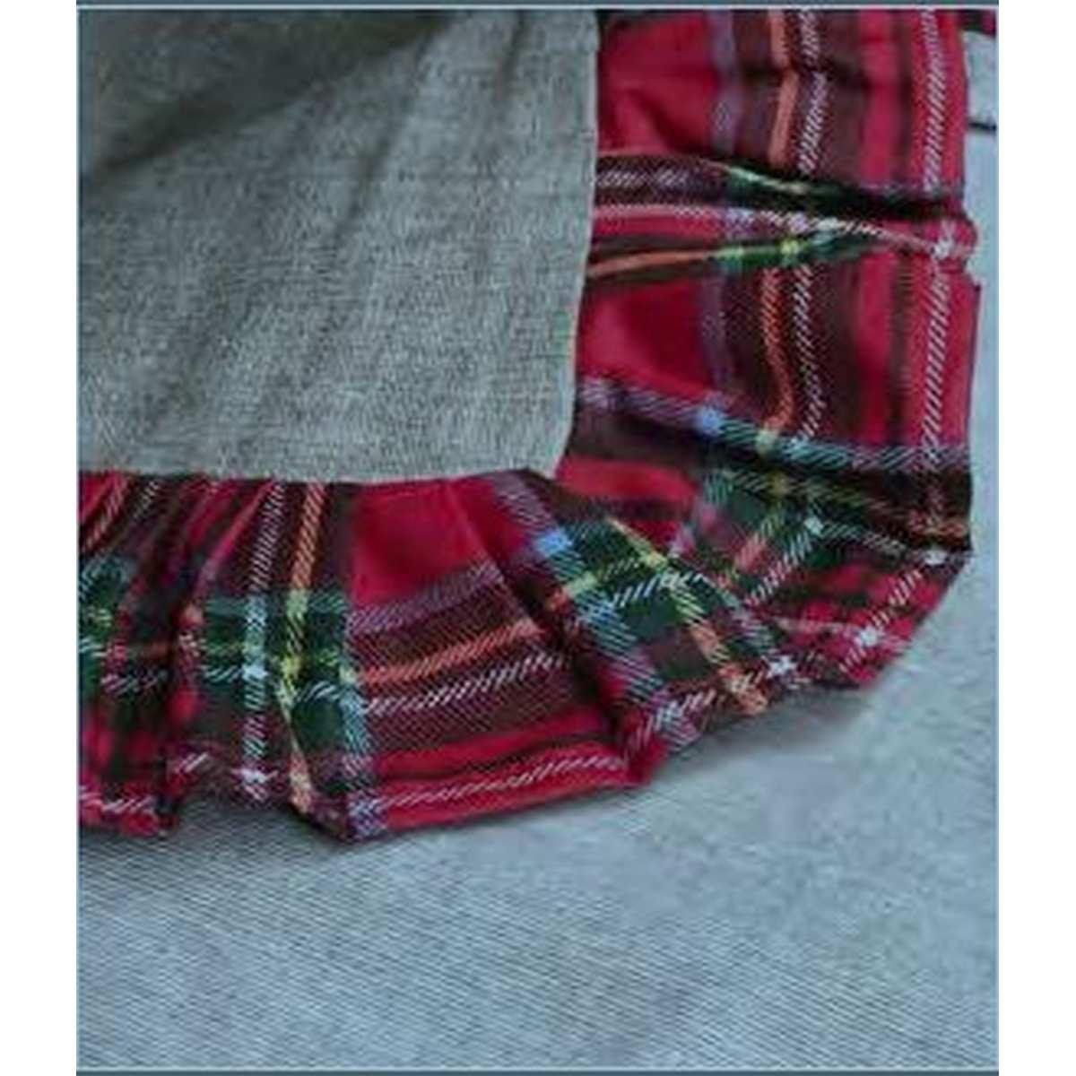 Tovaglia Natalizia cm.155x360 Resinata Fantasia Tartan con Voila Disponibile 2 Colori -661 Rosso |Atelier17