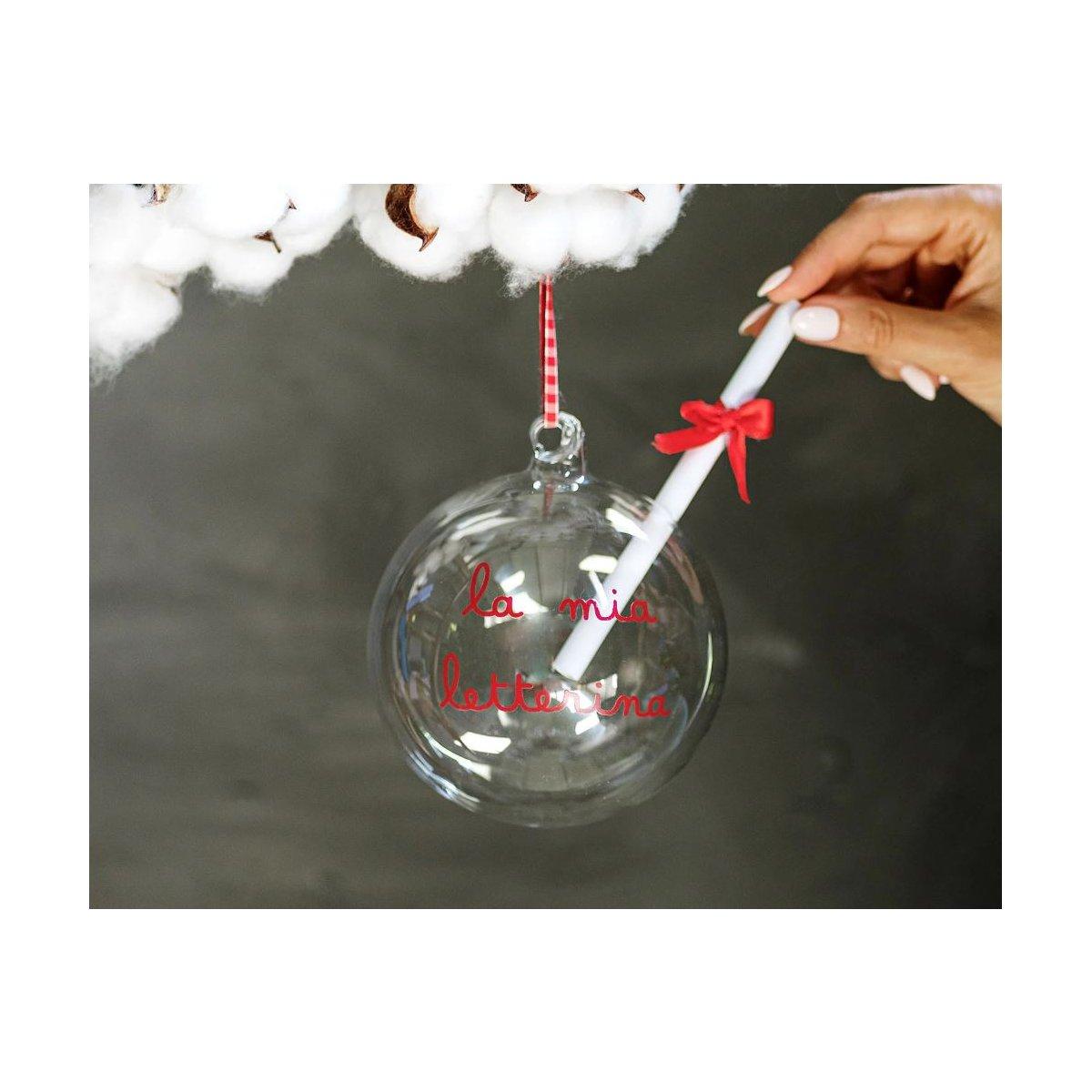 Pallina Natale Vetro cm.Ø12 con Scritta La mia Letterina |Simple
