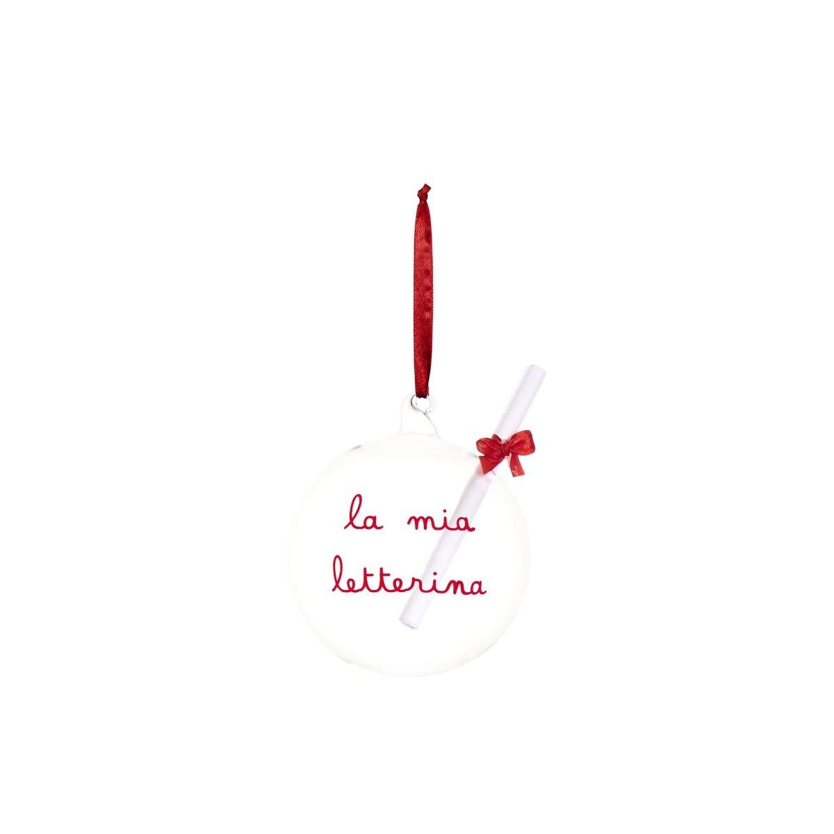 Pallina Natale Vetro cm.Ø12 con Scritta La mia Letterina |Simple