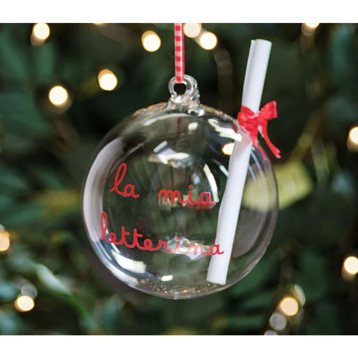 Pallina Natale Vetro cm.Ø12 con Scritta La mia Letterina |Simple