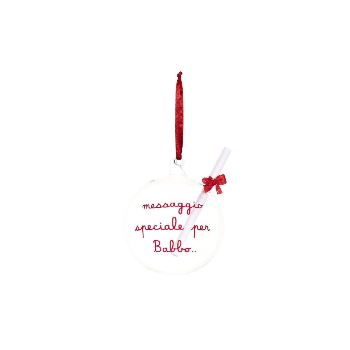 Pallina Natale Vetro cm.Ø12 con Scritta Messaggio Speciale per Babbo |Simple