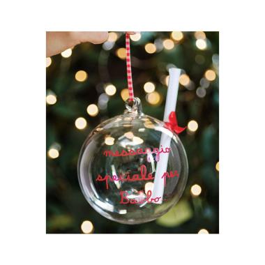 Pallina Natale Vetro cm.Ø12 con Scritta Messaggio Speciale per Babbo |Simple