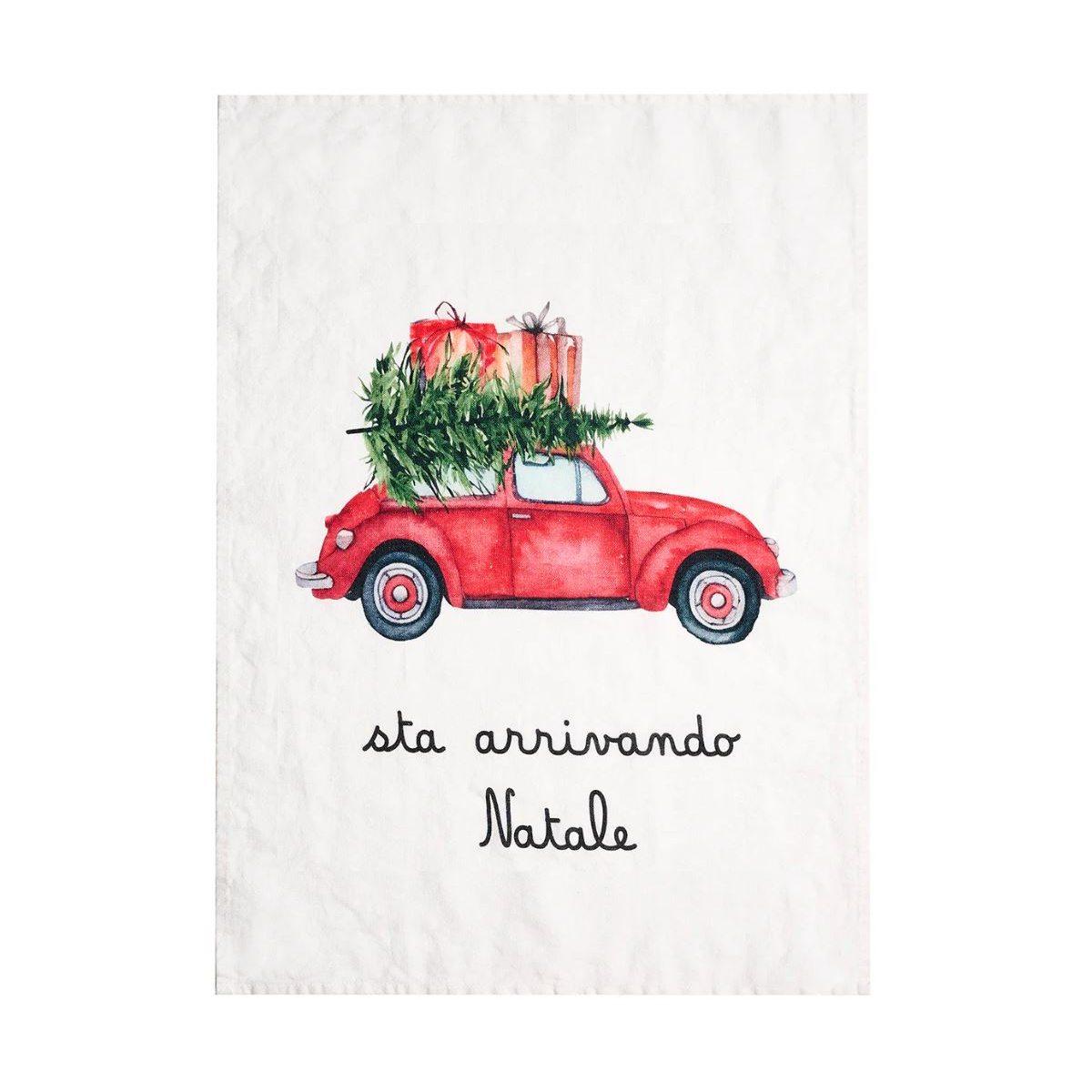Strofinaccio Lino con Scritta Natale Sta Arrivando cm.50x70 |Simple