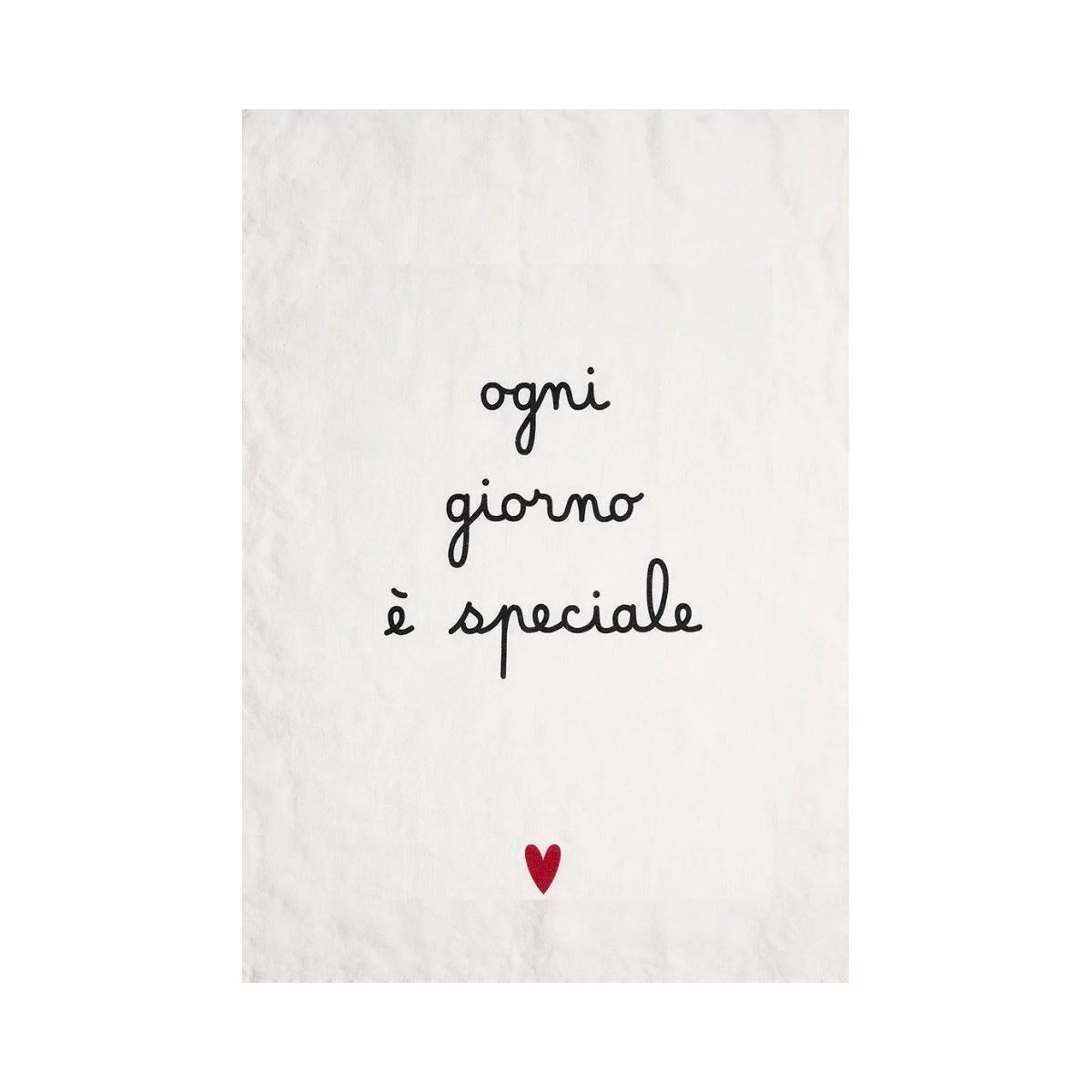 Strofinaccio Lino con Scritta Ogni Giorno è Speciale cm.50x70 | Simple