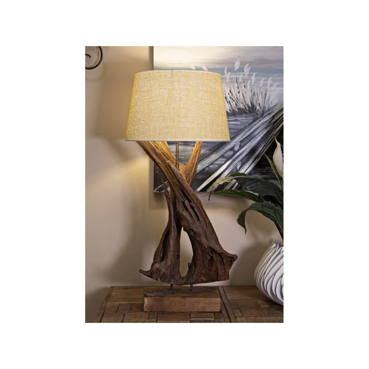 Lampada Da Tavolo Teak Riciclato cm.35x80