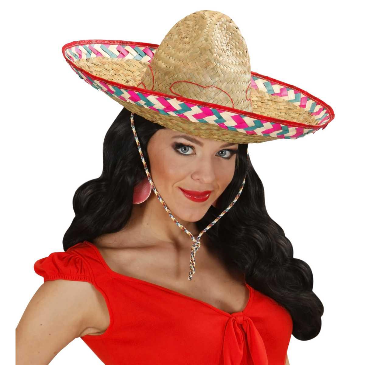 Cappello Sombrero Paglia cm.Ø52 Con Bordi Multicolor |Widmann