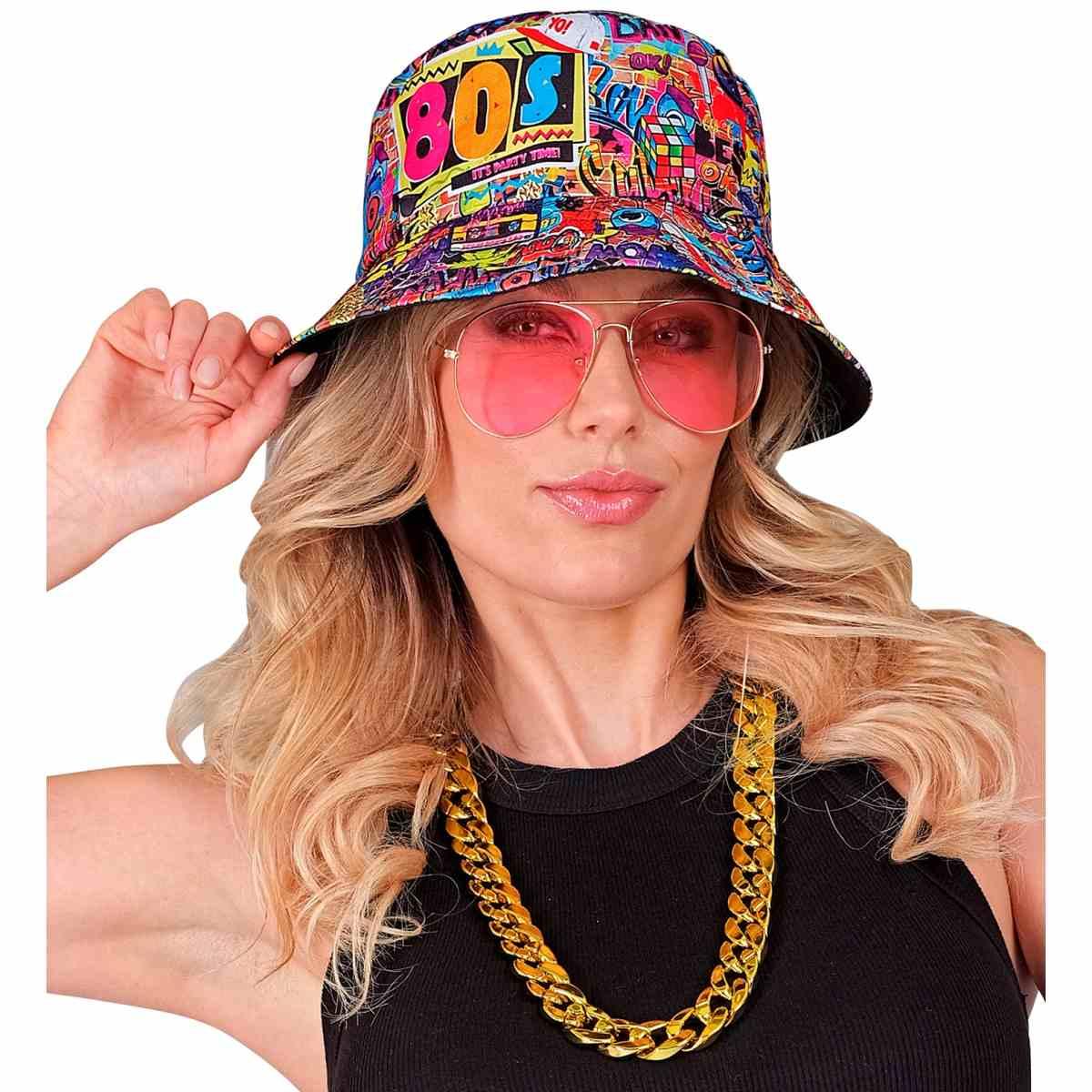 Moda Funky Capello Occhiali Collana Anni '80 Set pz.4 |Widmann