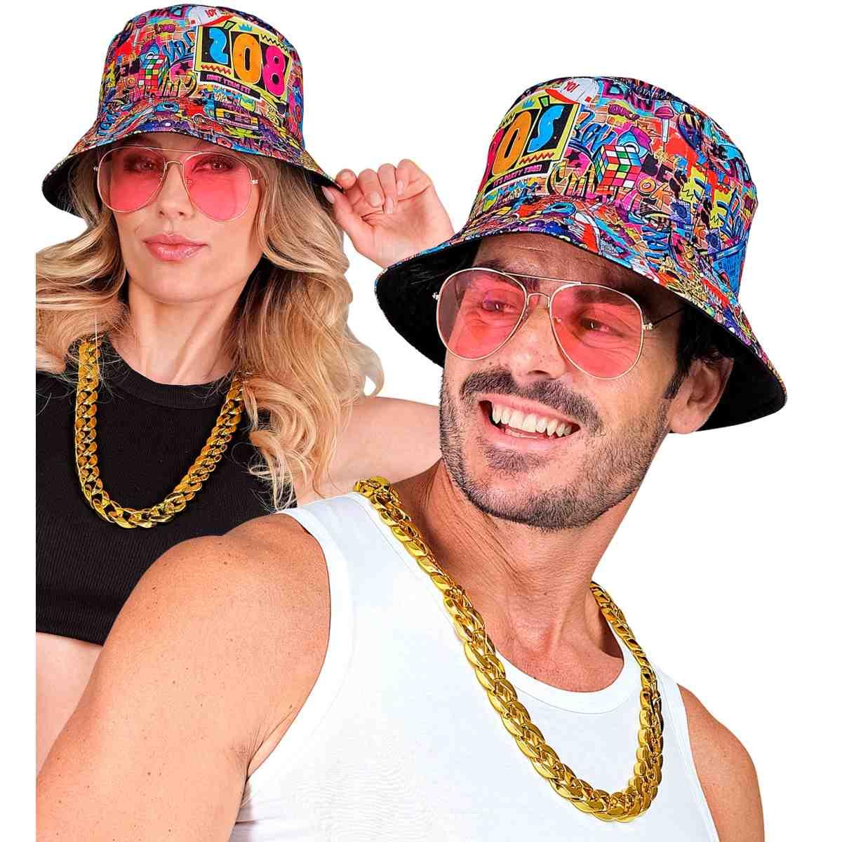 Moda Funky Capello Occhiali Collana Anni '80 Set pz.4 |Widmann