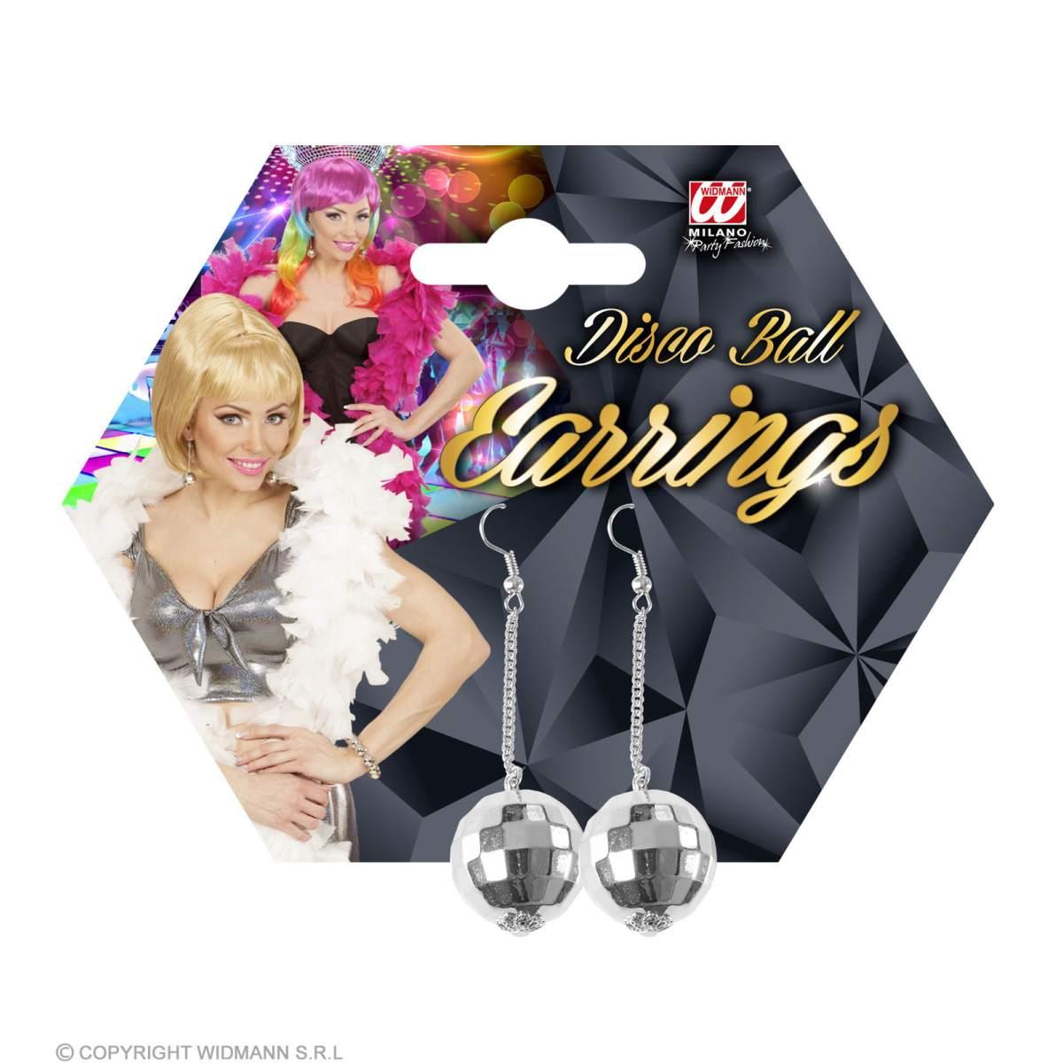 Orecchini Disco Sfera Stroboscopica Argento |Widmann