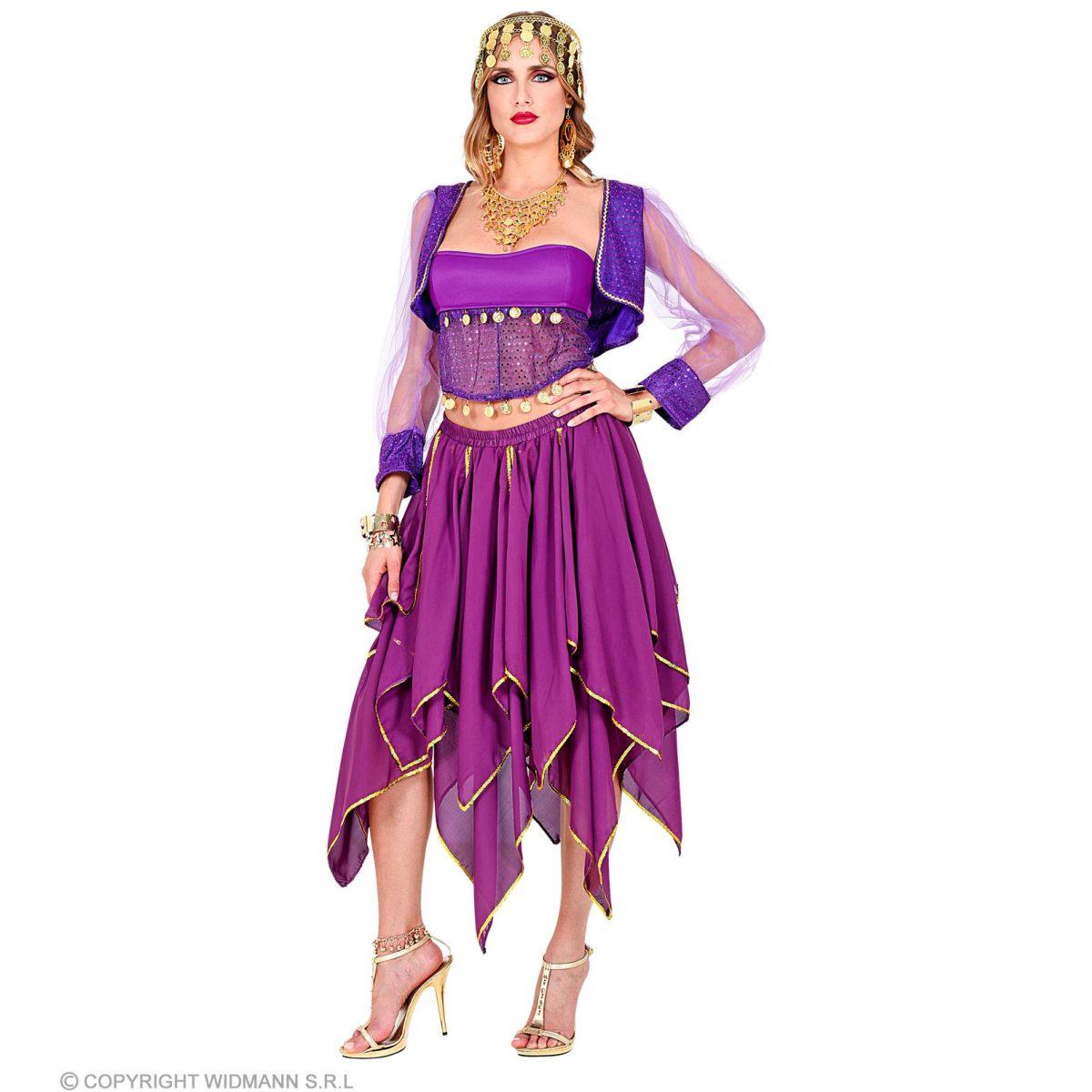Gonna Chiffon Viola con Decorazioni Oro |Widmann