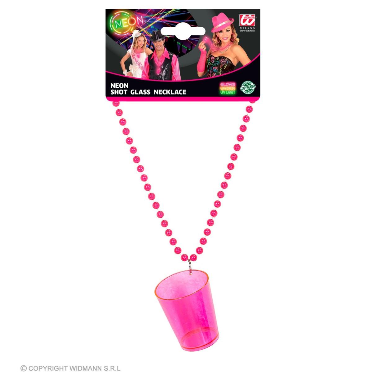 Collana Con Bicchiere Shot Rosa Fluo |Widmann