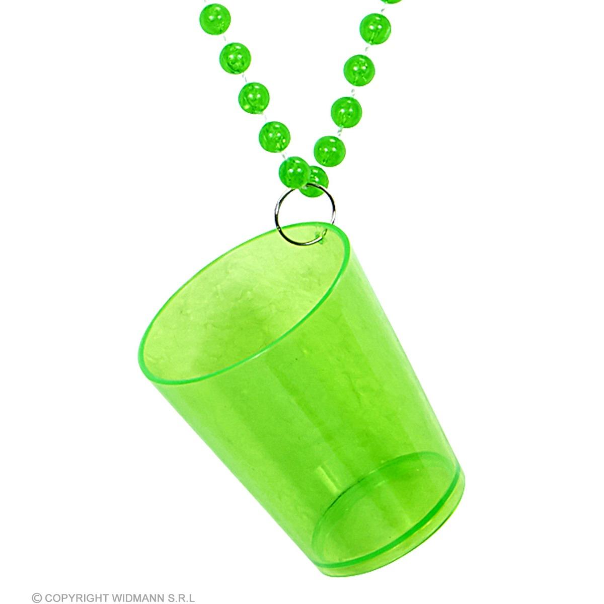 Collana Con Bicchiere Shot Verde Fluo |Widmann