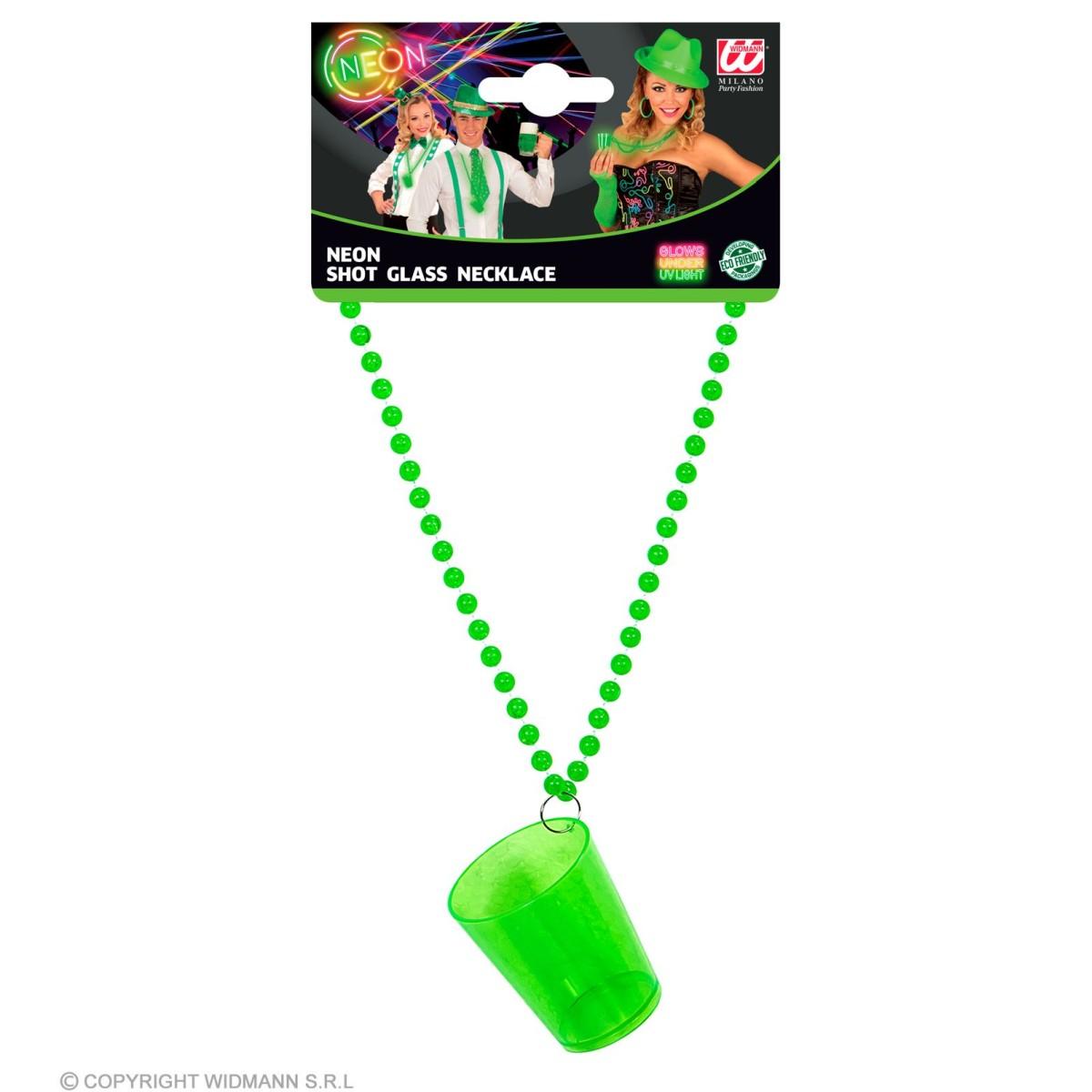 Collana Con Bicchiere Shot Verde Fluo |Widmann