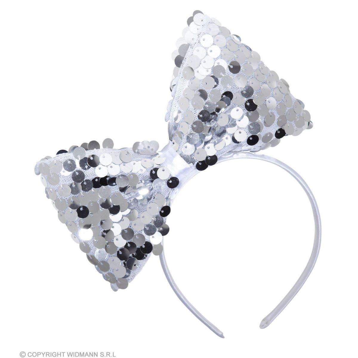 Cerchietto Con Fiocco In Paillettes Argento |Widmann