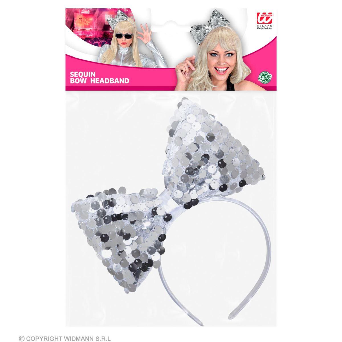 Cerchietto Con Fiocco In Paillettes Argento |Widmann