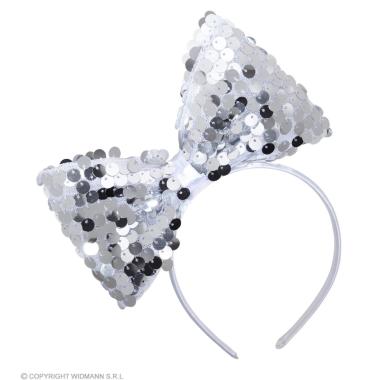 Cerchietto Con Fiocco In Paillettes Argento |Widmann