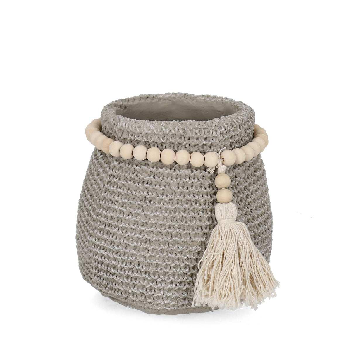 Vaso Ceramica Xavier Grigio con Collana cm.Ø17,5 | Bizzotto