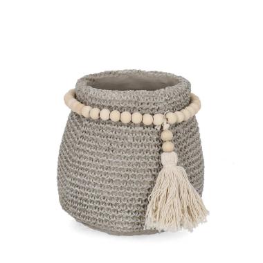 Vaso Ceramica Xavier Grigio con Collana cm.Ø17,5 | Bizzotto