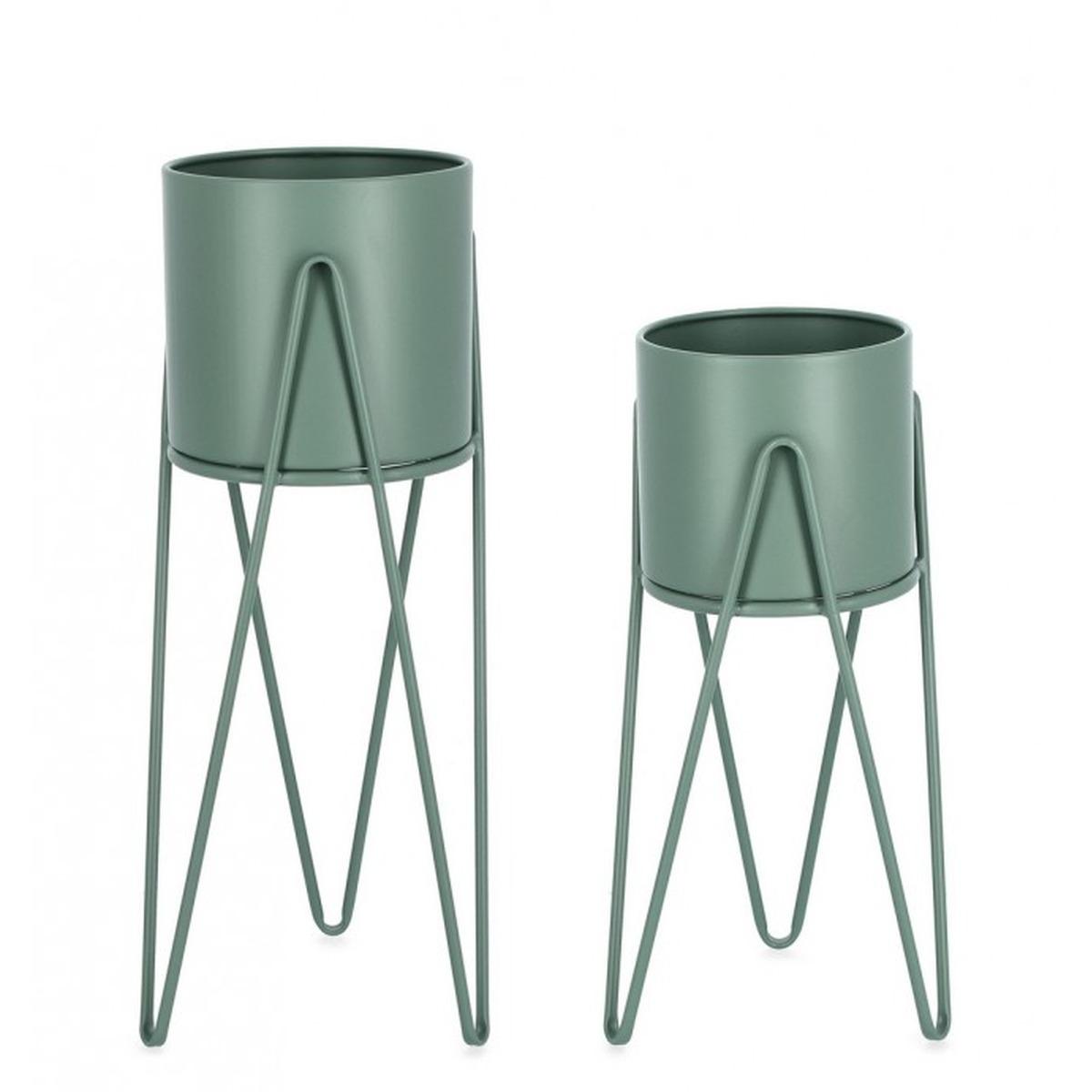 Portavaso Madelyn Tondo Verde Salvia cm.Ø21,5x46 | Bizzotto