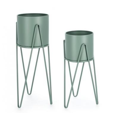 Portavaso Madelyn Tondo Verde Salvia cm.Ø21,5x46 | Bizzotto