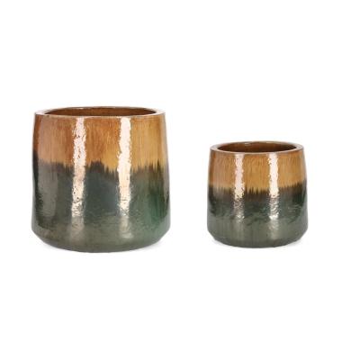 Portavaso Terracotta Thran Verde Ocra cm.Ø48x43 | Bizzotto