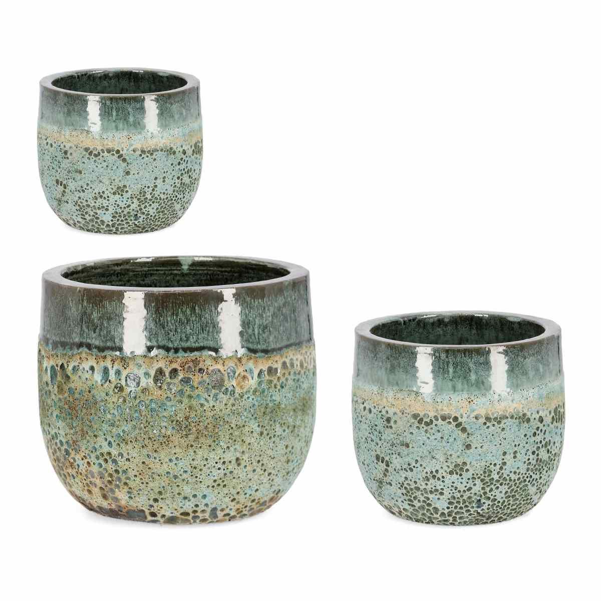Portavaso Terracotta Duyen Ciotola Verde Giada cm.Ø27x24 | Bizzotto