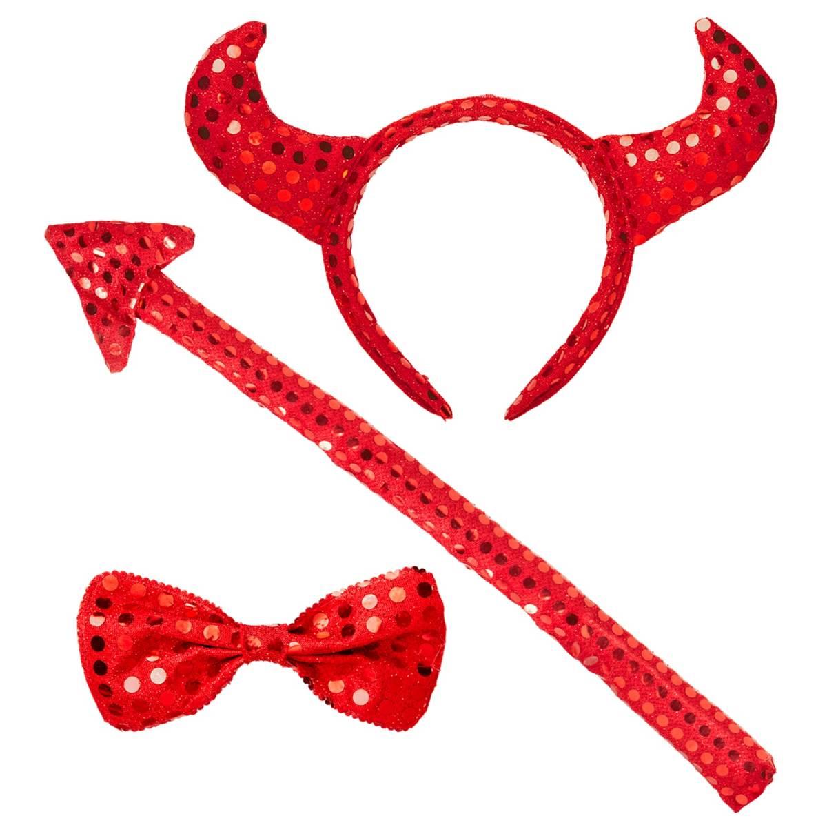 Set Diavoletta Con Cerchietto Papillon E Coda Rossa |Widmann