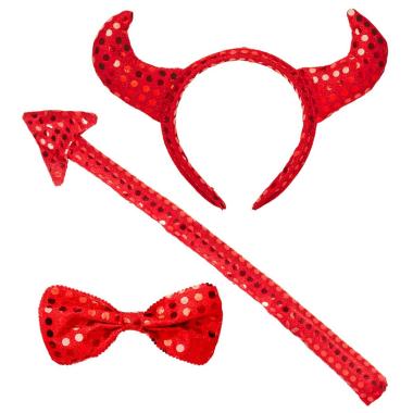 Set Diavoletta Con Cerchietto Papillon E Coda Rossa |Widmann