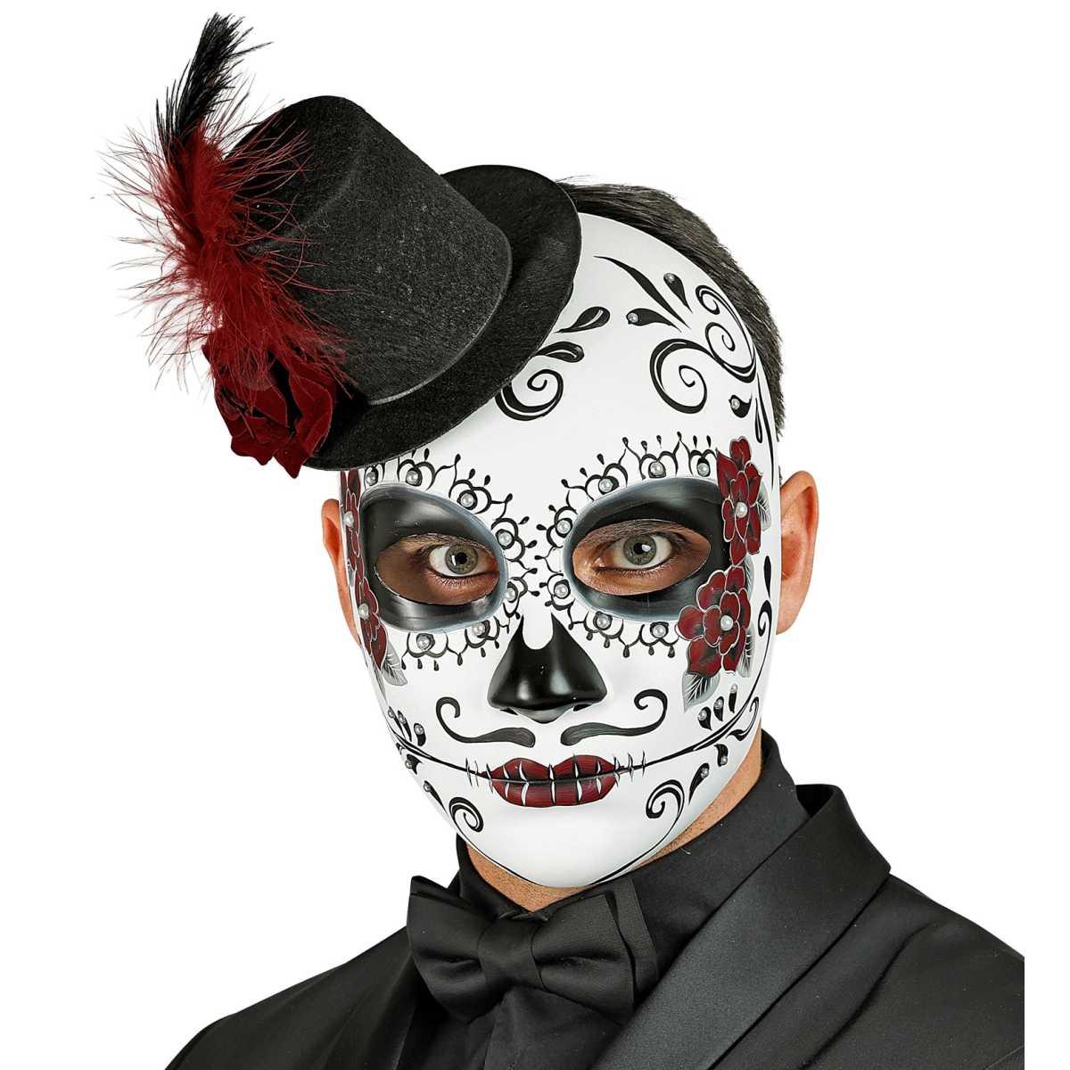 Maschera Viso Pvc Horror Dia De Los Muertos Con Mini Cappello |Widmann