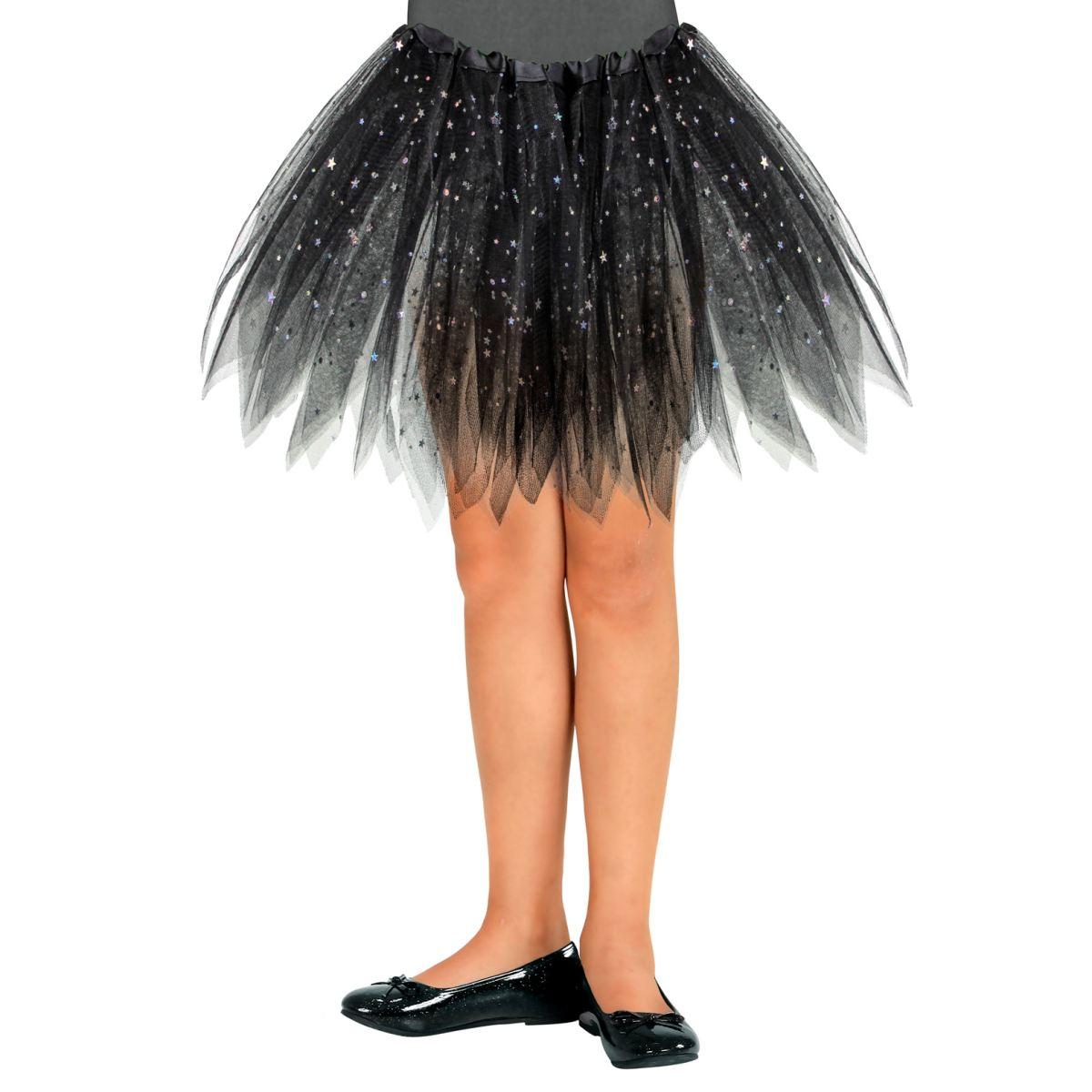 Gonna cm.30 Nera Tulle con Brillantini |Widmann