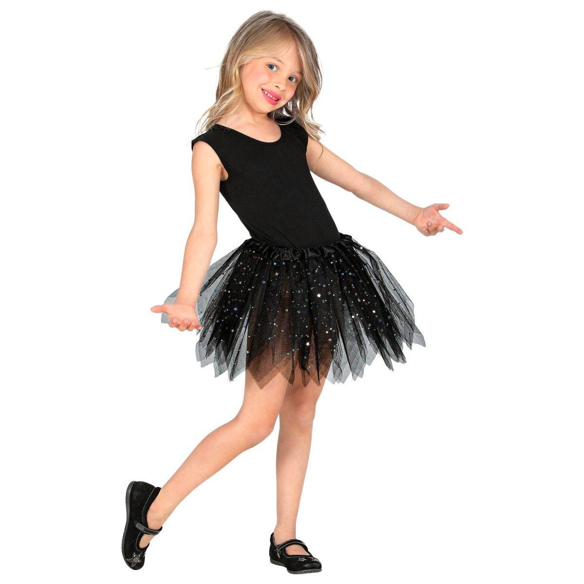 Gonna cm.30 Nera Tulle con Brillantini |Widmann