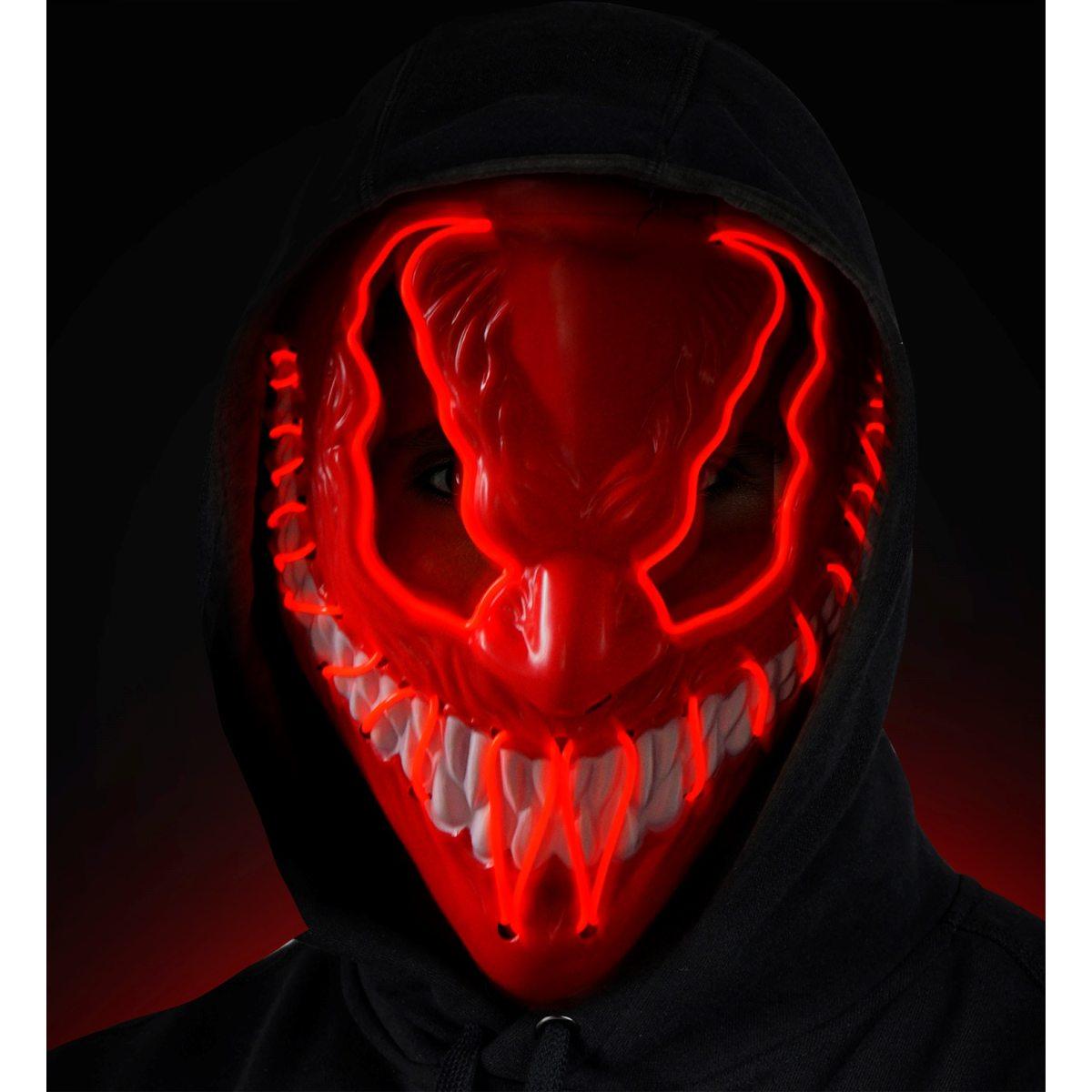 Maschera Viso Pvc Horror Mostro Con Luce Rossa |Widmann