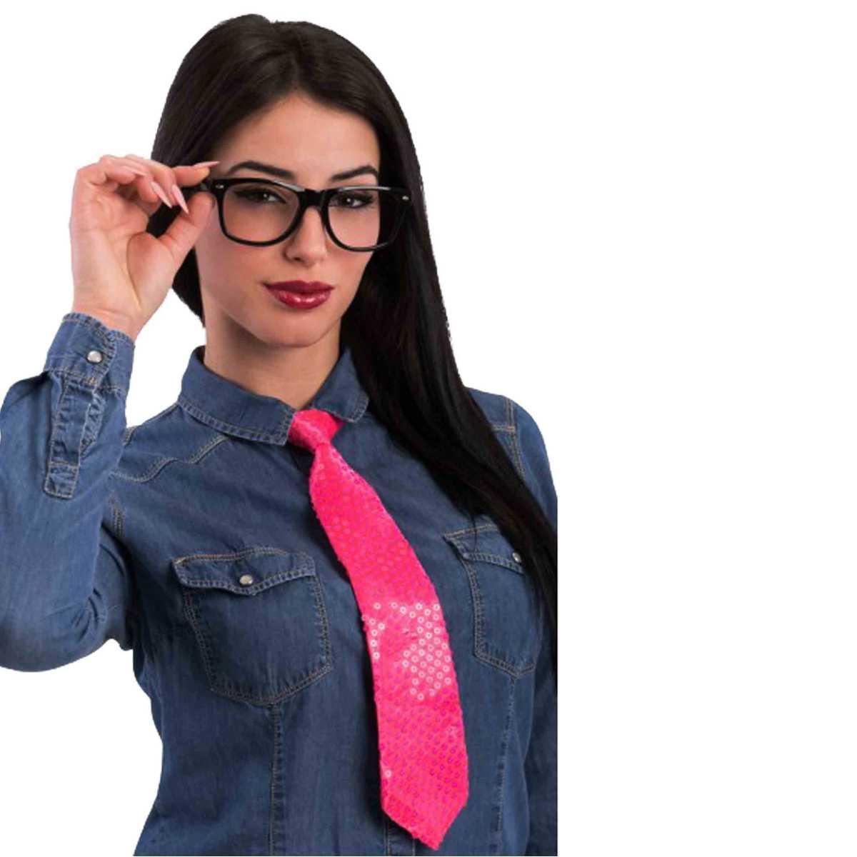 Cravatta Con Paillettes Rosa Fucsia |Carnival Toys