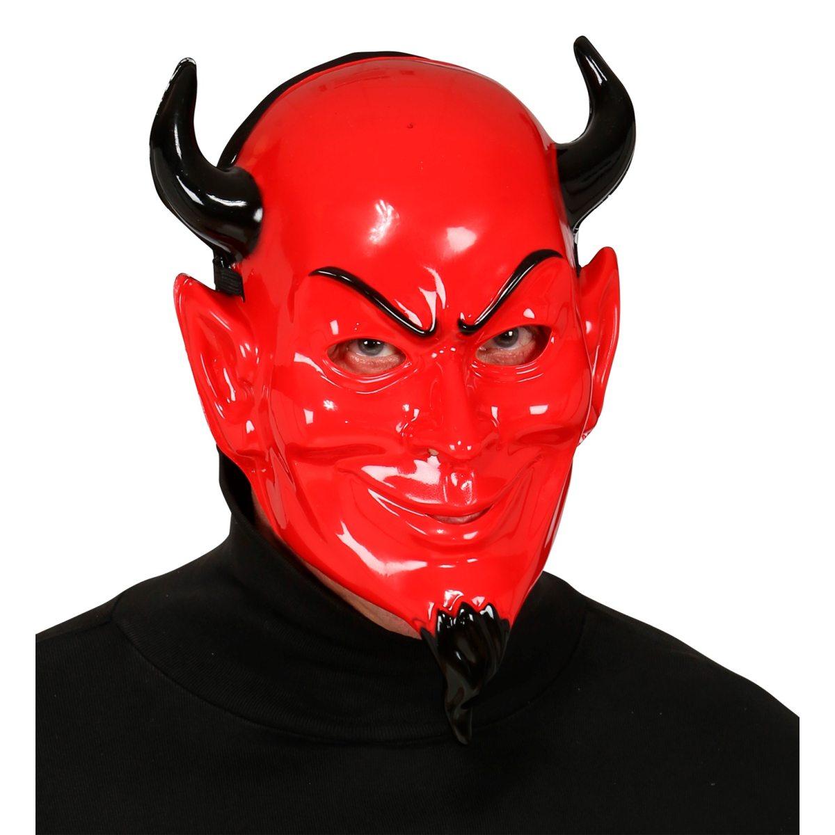Maschera Viso Pvc Horror Diavolo Con Corna |Widmann