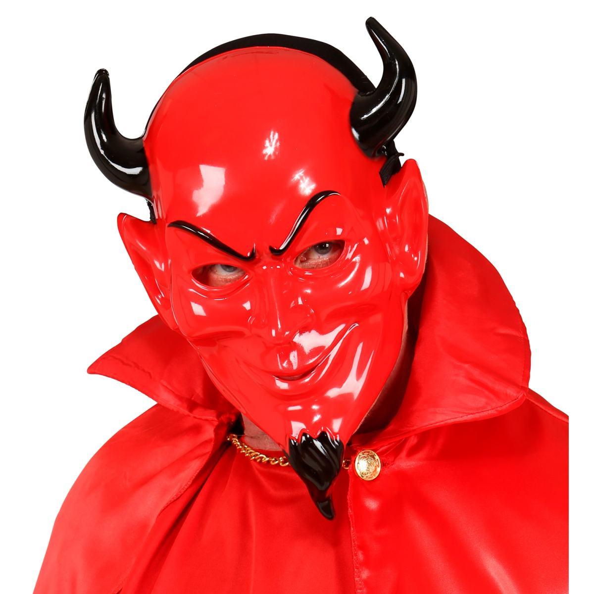 Maschera Viso Pvc Horror Diavolo Con Corna |Widmann