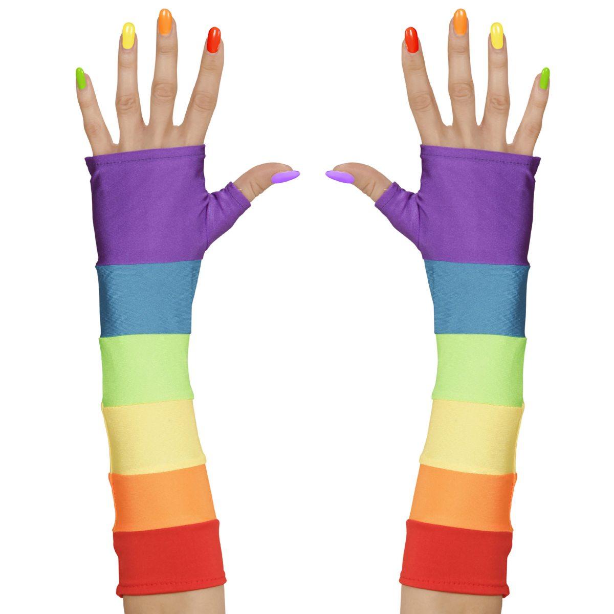 Guanti Lunghi Arcobaleno Senza Dita cm.33 |Widmann