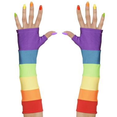 Guanti Lunghi Arcobaleno Senza Dita cm.33 |Widmann