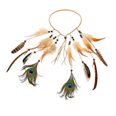 Fascia Capelli Indiana Con Perline E Piume |Widmann