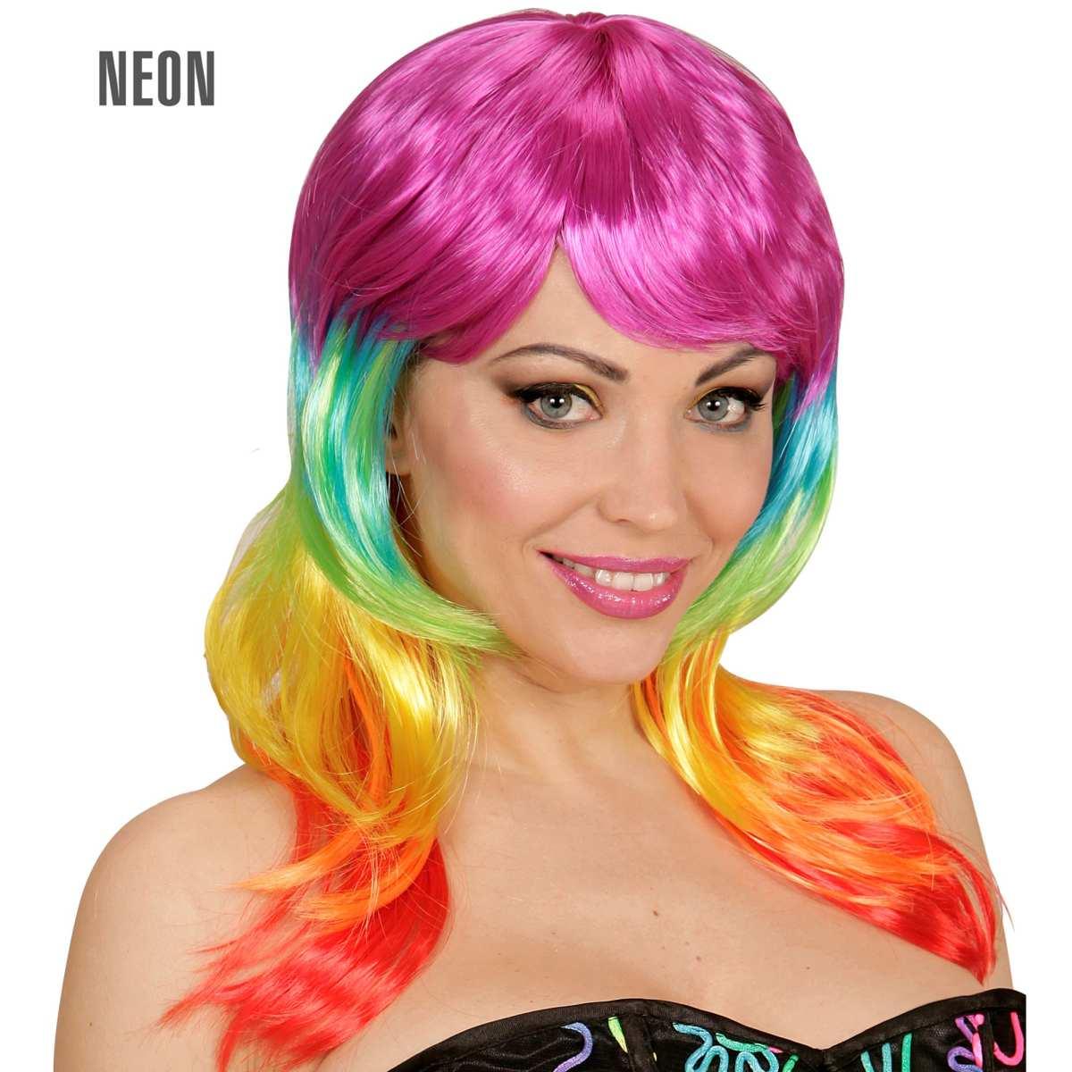 Parrucca Multicolor Mossa Con Frangia |Widmann