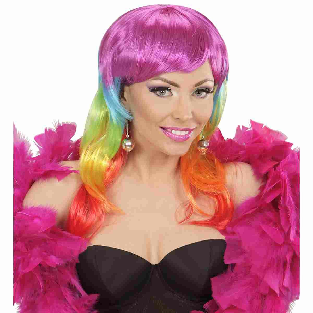 Parrucca Multicolor Mossa Con Frangia |Widmann