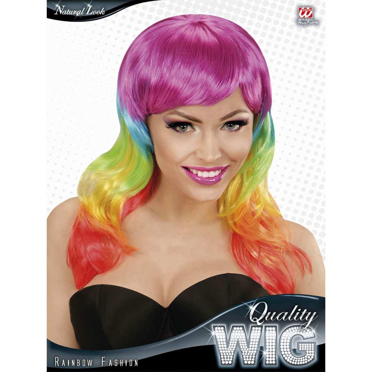 Parrucca Multicolor Mossa Con Frangia |Widmann