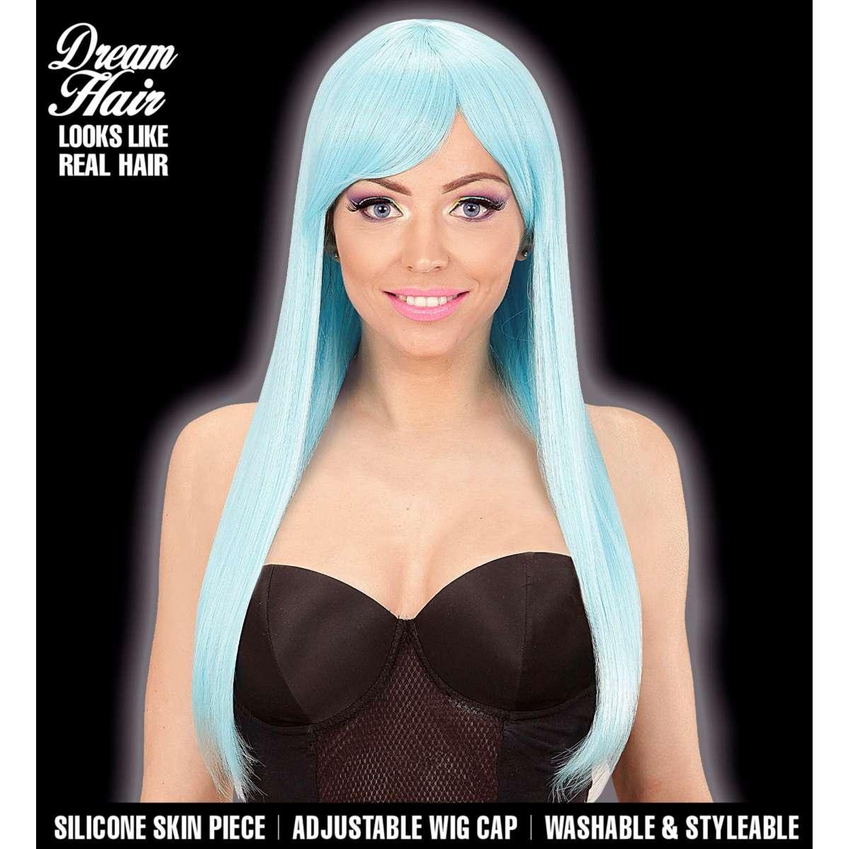 Parrucca Dream Azzurra Liscia Con Frangia |Widmann