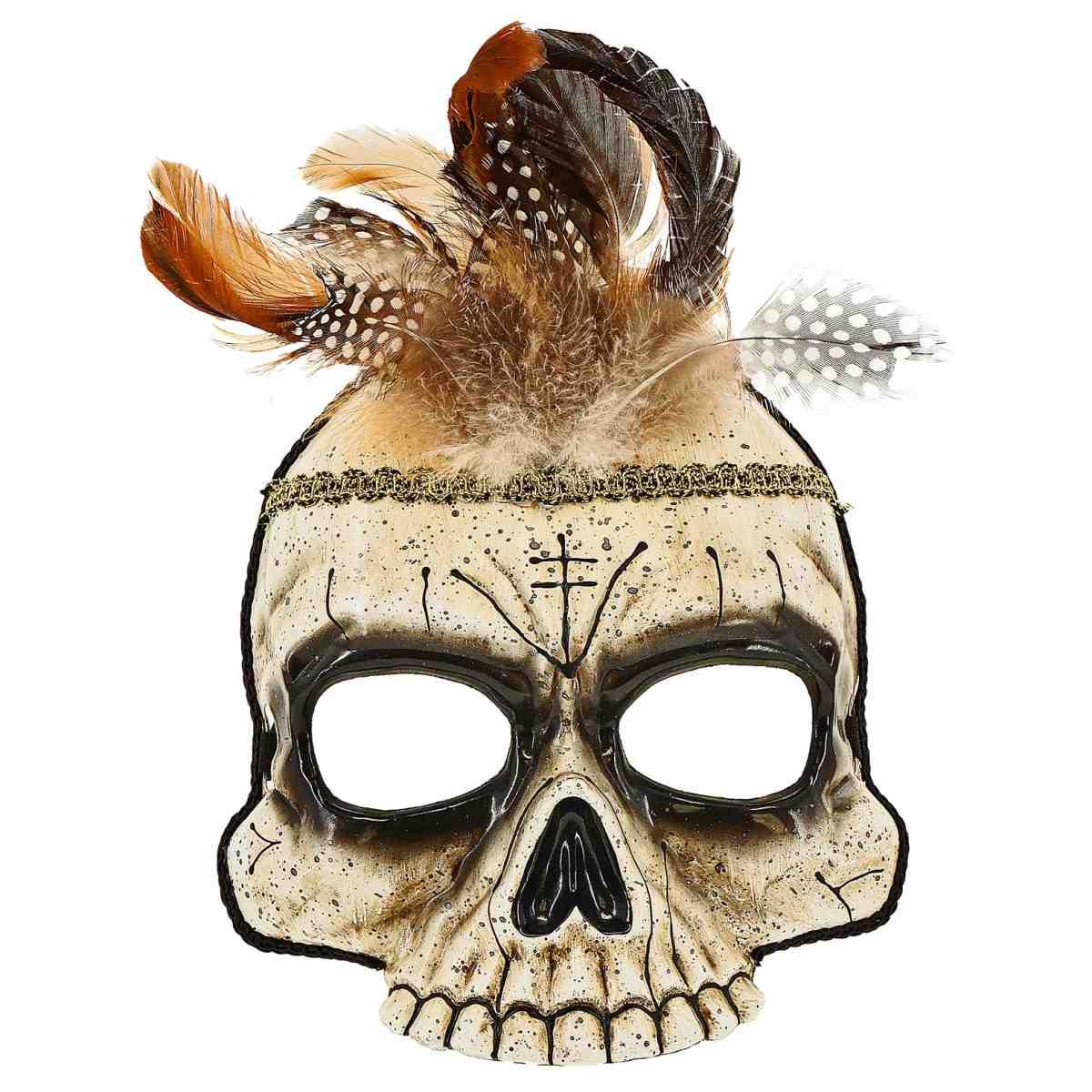 Maschera Viso Tessuto Horror Teschio Voodoo |Widmann