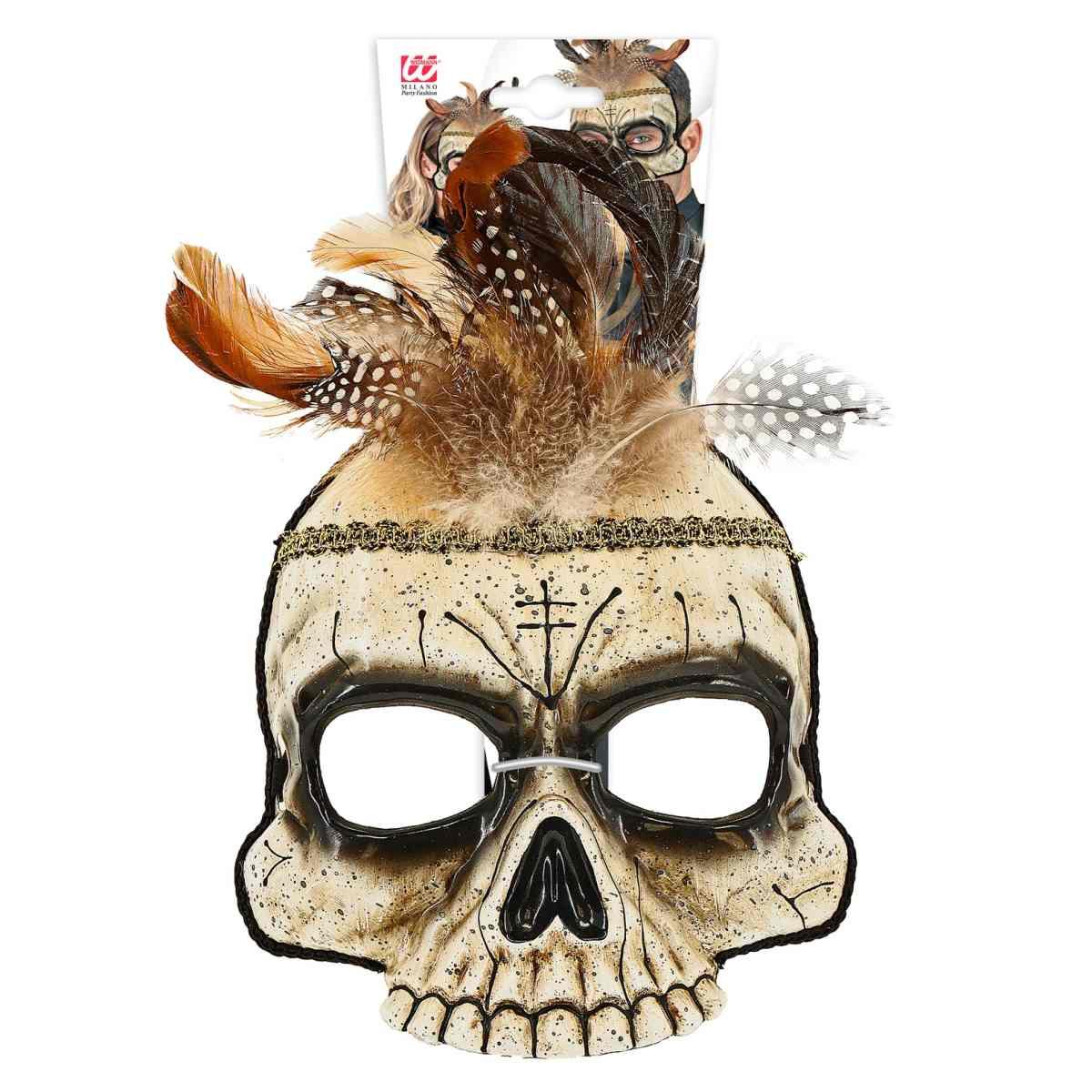 Maschera Viso Tessuto Horror Teschio Voodoo |Widmann